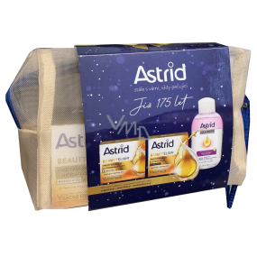 Astrid Beauty Elixir hydratační denní krém proti vráskám s UV filtry 50 ml + Beauty Elixir  vyživující noční krém proti vráskám 50 ml + Aqua Biotic dvoufázový odličovač očí a rtů 125 ml + etue, kosmetická sada pro ženy