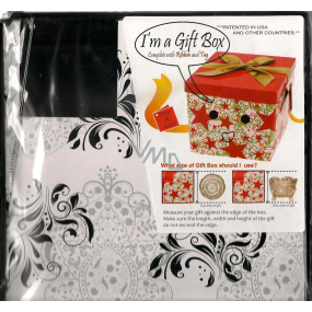 Angel Folding Geschenkbox mit schwarzen und weißen Bändern Ornamente 22 x 22 x 13 cm 1 Stück