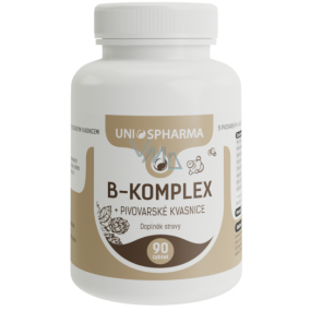 Uniospharma B Komplex + Bierhefe reduziert Müdigkeit und Schwindel, trägt zur normalen Funktion des Nervensystems zur Bildung von roten Blutkörperchen 90 Tabletten bei