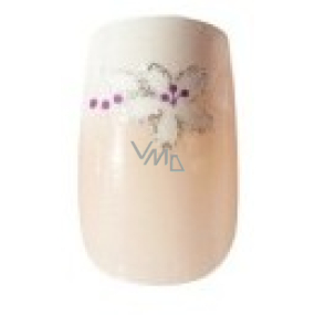Diva & Nice Natureasy Nails Verzierte Naturnägel mit silbernen Blüten 24 Stück + Kleber 2 g