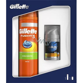 Gillette Fusion5 Ultra Sensitive 200 ml Herrenrasiergel + Für 3in1 50 ml Herren-Aftershave-Balsam