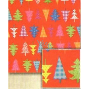 Nekupto Geschenkpapier 70 x 500 cm Weihnachtsrot, farbige Bäume