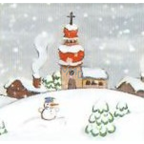 Nekupto Weihnachtsgeschenkkarten Snowy Kirche mit einem Schneemann 6,5 x 6,5 cm 6 Stück