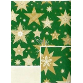 Nekupto Geschenkpapier 70 x 200 cm Weihnachtsgrün mit goldenen Sternen