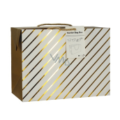 Anděl Geschenk Papiertüte Box 18 x 12 x 9 cm abschließbar, mit goldenen Streifen