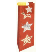 Nekupto Geschenk Papierflaschentasche 33 x 10 x 9 cm rot mit Sternen Weihnachten WLH