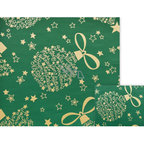Nekupto Geschenkpapier 70 x 200 cm Weihnachtsgrüngold Schriftzug, Sterne