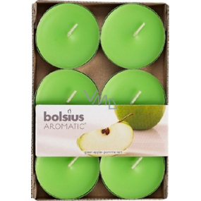 Bolsius Aromatic Maxi Grüner Apfel - Teelichter mit grünem Apfelduft 6 Stück, Brenndauer 8 Stunden