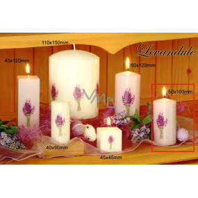 Lima Flower Lavender Duftkerze hellviolett mit Aufkleber Lavendelzylinder 50 x 100 mm 1 Stück