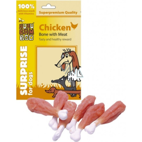 Huhubamboo Hühnerknochen mit Fleisch natürliche Fleischspezialität für Hunde 75 g