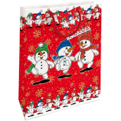 Nekupto Geschenkpapiertüte 32,5 x 26 x 13 cm Weihnachtsrote Schneemänner