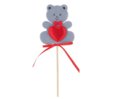 Filz Teddybär mit Herz 6,5 cm grauen Stick + Spieße