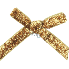 Samtschleife schmales Gold glitzert 8 cm 12 Stück