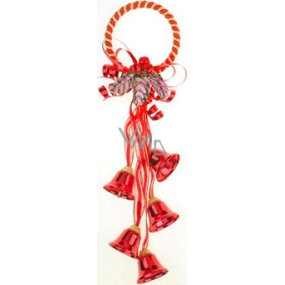 Fünf Glocken mit Dekor am Ring - Metall, rot 32 cm