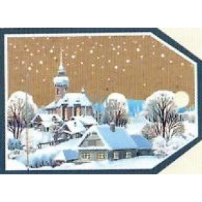 Nekupto Weihnachtsgeschenkkarten Snowy Kirche und Häuser 5,5 x 7,5 cm 6 Stück