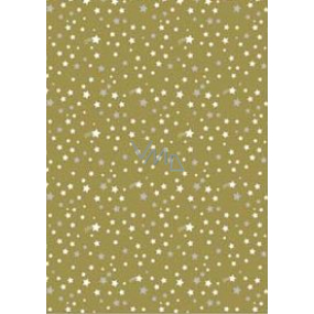 Ditipo Geschenkpapier 70 x 200 cm Weihnachten goldene weiße und silberne Sterne