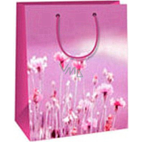 Ditipo Geschenk Papiertüte 18 x 10 x 22,7 cm hellviolett mit Blumen