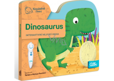 Albi Magic liest ein interaktives Minibuch mit einem ausgeschnittenen Dinosaurier ab 2 Jahren