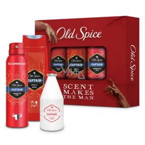 Old Spice Captain Trio Deospray 150 ml + 2in1 Duschgel für Körper und Haare 250 ml + Aftershave 100 ml, Kosmetikset für Männer