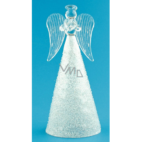 Glas Engel mit einem glitzernden Rock stehend 14 cm