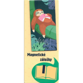 Albi Magnetisches Lesezeichen für das Buch Faultier schlafend mit einem Buch 8,7 x 4,4 cm