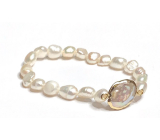 Perla bílá náramek elastický z přírodního kamene, 7 - 8 mm / 16 - 17 cm