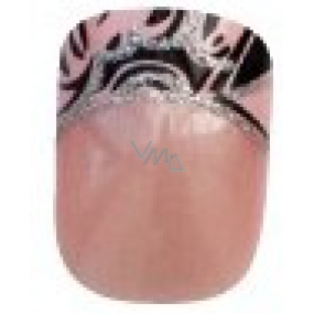 Diva & Nice Natureasy Nails Dekorierte klebrige Nägel rosa mit schwarz-rosa Anwendung 24 Stück