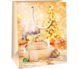 Ditipo Geschenkpapiertüte 18 x 10 x 22,7 cm Weihnachtsgold - Geschenke, leuchtender Baum