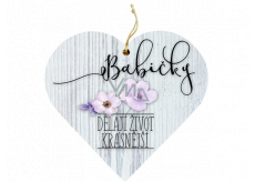 Bohemia Gifts Dřevěné dekorační srdce s potiskem Babička 12 cm