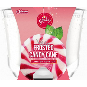 Glade Maxi Frosted Candy Cane mit dem Duft von Vanillecreme und Pfefferminz-Duftkerze in einem Glas, Brenndauer bis zu 52 Stunden 224 g