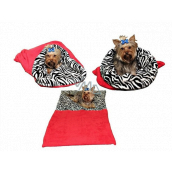 Marysa Wurf - 3in1 Tasche ist für Welpen, Kätzchen, Nagetiere oder Frettchen XL 60 x 150 cm rot / Zebra konzipiert