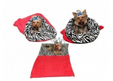 Marysa Wurf - 3in1 Tasche ist für Welpen, Kätzchen, Nagetiere oder Frettchen XL 60 x 150 cm rot / Zebra konzipiert