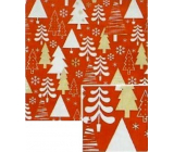 Nekupto Geschenkpapier Weihnachten 70 x 200 cm Rot-weiß, goldene Bäume