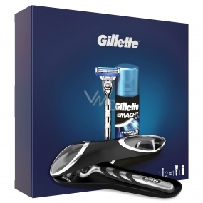 Gillette Mach3 Turbo Rasierer + Ersatzkopf 1 Stück + Mach3 Extra Comfort Rasiergel 75 ml + Reisetasche, Kosmetikset für Männer