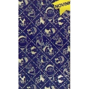 Nekupto Cellophan Tasche 15 x 25 cm Weihnachtsblau, silberne Motive 170 40 SN
