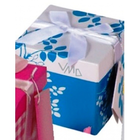 Angel Folding Geschenkbox mit Band blau mit weißem Band 10 x 10 x 10 cm 1 Stück