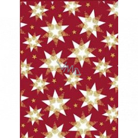 Ditipo Geschenkpapier 70 x 200 cm Weihnachtsburgunder Weißgold Sterne