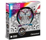 Clementoni Puzzle 3D Colour Therapy Sova k vybarvení 500 dílků, doporučený věk 3+