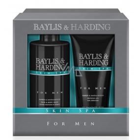 Baylis & Harding Men Duschgel aus Bernstein und Sandelholz 200 ml + Flüssigseife für Körper und Haar 300 ml Kosmetikset für Männer
