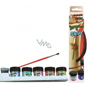 Amos Farben für Glas und Keramik in einer Schachtel mit 5 Farben x 1 2 ml + Kontur 5 ml + Pinsel