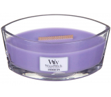 WoodWick Lavender Spa - Duftkerze mit Lavendelbad und breitem Holzdocht und Glasdeckel 453 g