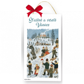 Nekupto Holzschild Josef Lada Frohe Weihnachten 20 x 12 x 0,5 cm