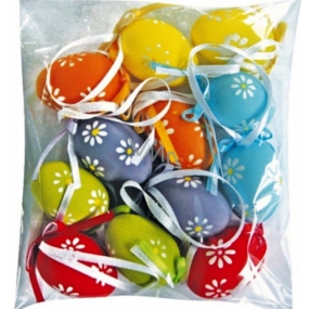 Eier Gänseblümchen Dekor zum Aufhängen von 4 cm, 12 Stück in einer Tasche