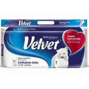 Velvet White Soft feines weißes Toilettenpapier 3-lagig 8 Stück