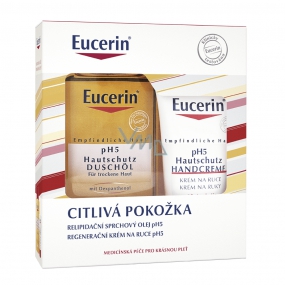 Eucerin Ph5 Relipidating Shower Oil 200 ml + Regenerierende Handcreme 75 ml, Sensitive Skin Care Cartridge