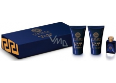 Versace Dylan Blue Eau de Toilette für Männer 5 ml + Duschgel 25 ml + Aftershave 25 ml, Geschenkset