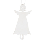 Dřevěný anděl na zavěšení Bílý 10 cm