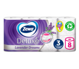 Zewa Deluxe Aqua Tube Lavender Dreams parfümiertes Toilettenpapier 3-lagig 150 Stück 8 Stück, Rolle, die abgewaschen werden kann
