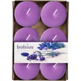 Bolsius Aromatic Maxi French Levander - Teelichter mit Lavendelduft 6 Stück, Brenndauer 8 Stunden