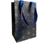 Nekupto Dárková papírová taška s ražbou 17,5 x 11 x 8 cm Vánoční zlaté vločky